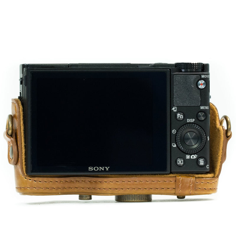 MegaGear Ever Ready Protective Leather Camera Case, Bag for Sony Cyber-Shot DSC-WX500 Digital Camera (Light Brown) (MG601) One Size Light Brown
