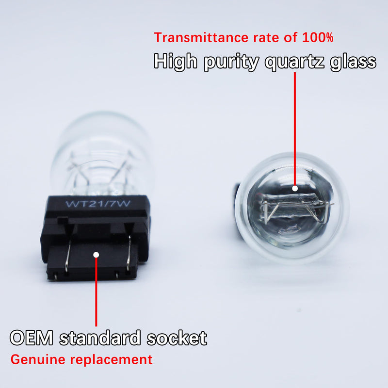 WT21/7W OEM Standard Halogen Replacement Rear Tail Brake Turn Signal Light Bulb 12V 21W Long Life, Pack of 2 WT21/7W