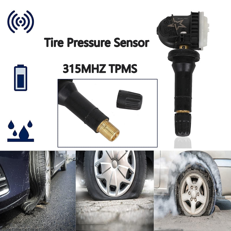 TPMS Sensor GM, 4pcs 315Mhz Tire Pressure Monitoring Sensor Replacement for Chevy Silverado GMC Buick Cadillac Hummer Pontiac SAAB Saturn - Replaces# 13598771 13598772 13586335 13581558