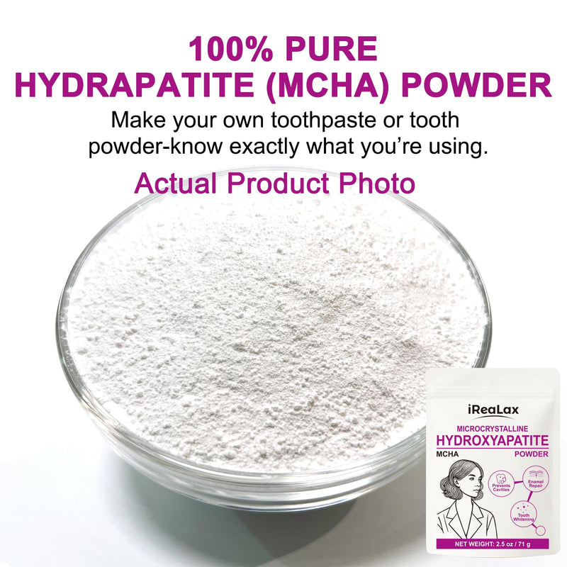 100% Pure Microcrystalline Hydroxyapatite Powder 2.5oz (71g) | Non-Nano Micro crystalline hydroxyapatite Powder for Teeth | DIY Formulations | unflavored Mcha Crystals