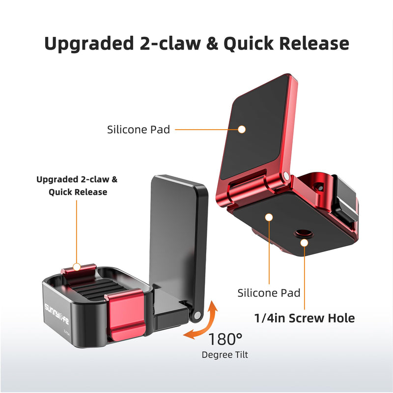 Metal Magnetic Mount Stand for DJI Osmo Pocket 3/4/Xtra Muse (Black) | Quick Release, Base 1/4'' Screw Hole, Aluminum Alloy, 180° Adjustable Handle, for Tripods Accessories Black