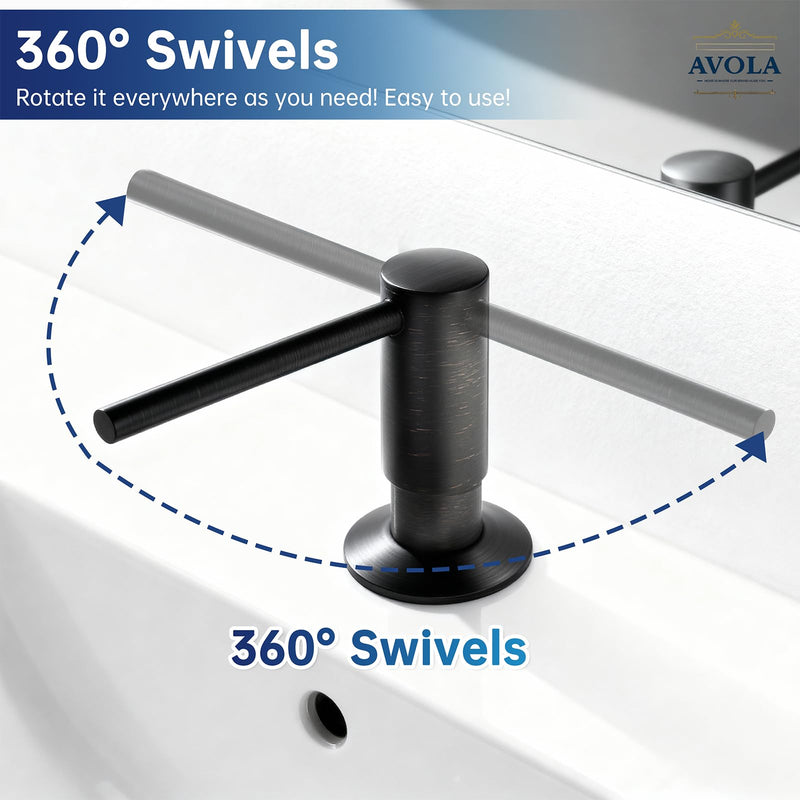 Avola Oil Rubbed Bronze Soap Dispensers with Brass Pump, 17OZ Bottle Soap Dispensers for Kitchen Sink,Commercial Liquid Dish Dispenser, Bronze Built in Sink Soap Dispenser With Soap Bottle Oil Rubber Bronze
