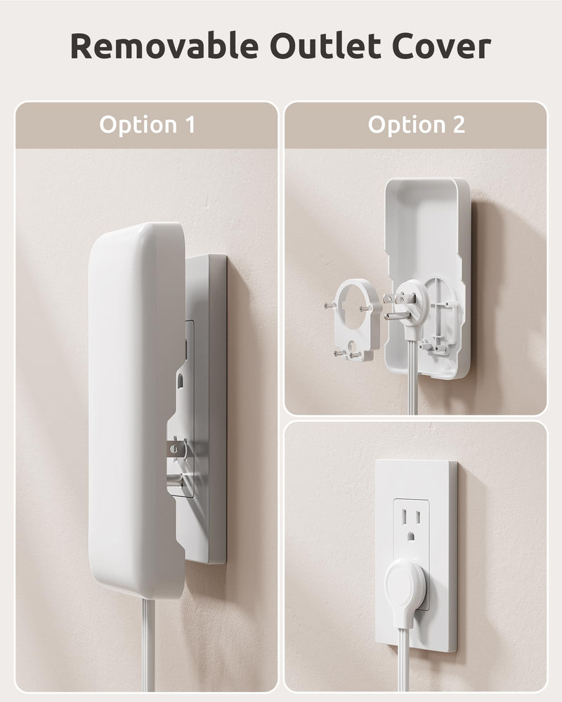 3FT Short Extension Cord with Outlet Cover, 3 Outlets and 4 USB Ports | Flat Plug Power Strip, Outlet Concealer, Small, Wall Mountable, Flat Face Outlet Extender Hidden Behind Couch, Bed, White 3FT
