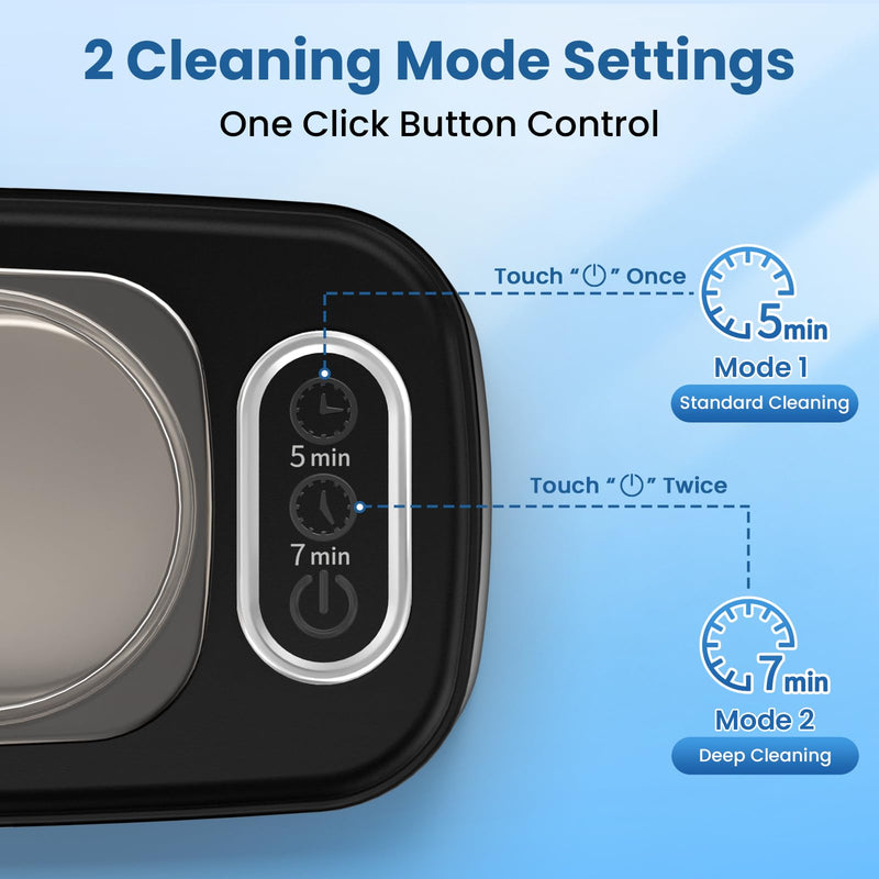 Ultrasonic Cleaner, 48kHz Ultrasonic Jewelry Cleaner Machine for Eyeglasses, Jewelry, Rings, Watch Straps, Dentures and More, Dual Cleaning Modes & 304 Stainless Steel Tank, 400ML Capacity, Black
