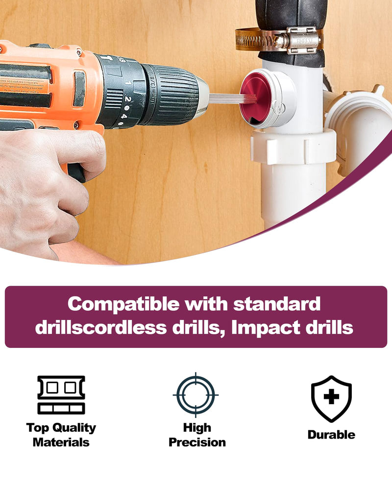 PVC Pipe Reamer Kit Includes 1-1/2, 2 Inch PVC Fitting Saver, Plastic Pipe Fitting Reamer Socket Saver Plumbing Tool with 3/8-Inch Hex Shaft for for Schedule 40 Fits Standard 1/2" Drill 1-1/2 '' + 2''