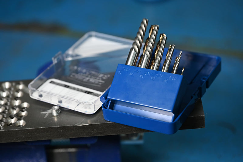 Century Drill & Tool 88710 Spiral Flute Screw Extractor & Left-Hand Drill Set, 10 Piece, M35 Cobalt Steel, Includes #1 - #5 Extractors & Left Hand Drills 10-piece Spiral Flute