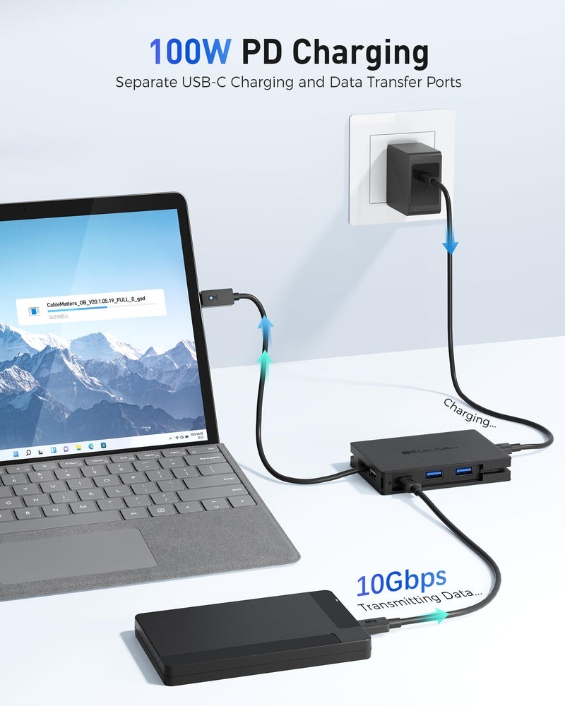 Cable Matters 8-in-1 Portable 40Gbps USB4 Hub (USB 4 Dock) Dual DisplayPort 4K@60Hz, Single DP 4K@240Hz/8K@60Hz, 100W PD, Gigabit Ethernet, Limited macOS Display Support, Thunderbolt 4 Compatible