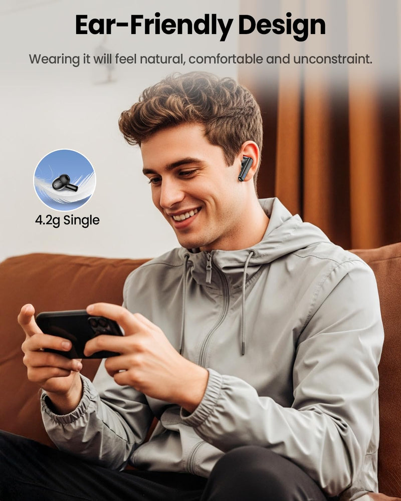 ZIUTY Wireless Earbuds, ANC ENC Noise Cancelling Ear Buds with Touch Screen | 40H Stereo Deep Bass, Bluetooth Headphones with Transparency Mode, IPX7 Waterproof, Clear Calls, 5 EQ for iOS Andoid,Obsidian Black