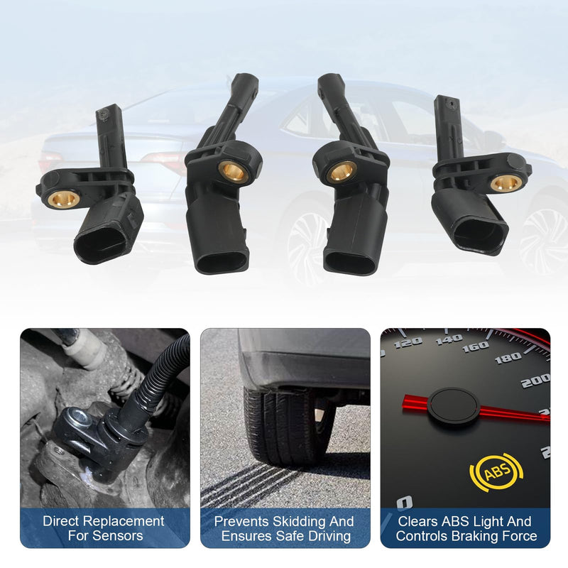 ABS Wheel Speed Sensor 4PCS Replacement for VW Jetta Golf Passat Beetle Bora Eos Rabbit 2005-2018, Replace ALS467 WHT003856 WHT003857