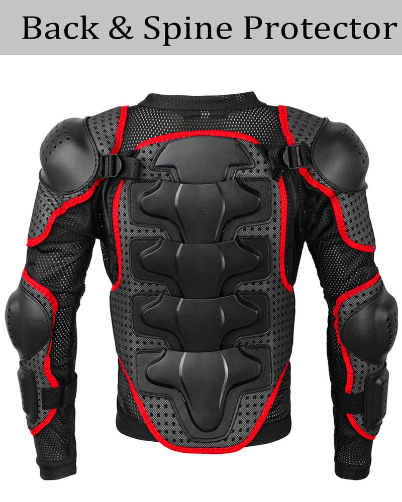 Kids Motorcycle Jacket-Dirt Bike Gear for MTB ATV,Motocross Armor Jacket,Chest Back Eblow Protection for SkateBoard Skating XX-Large Red