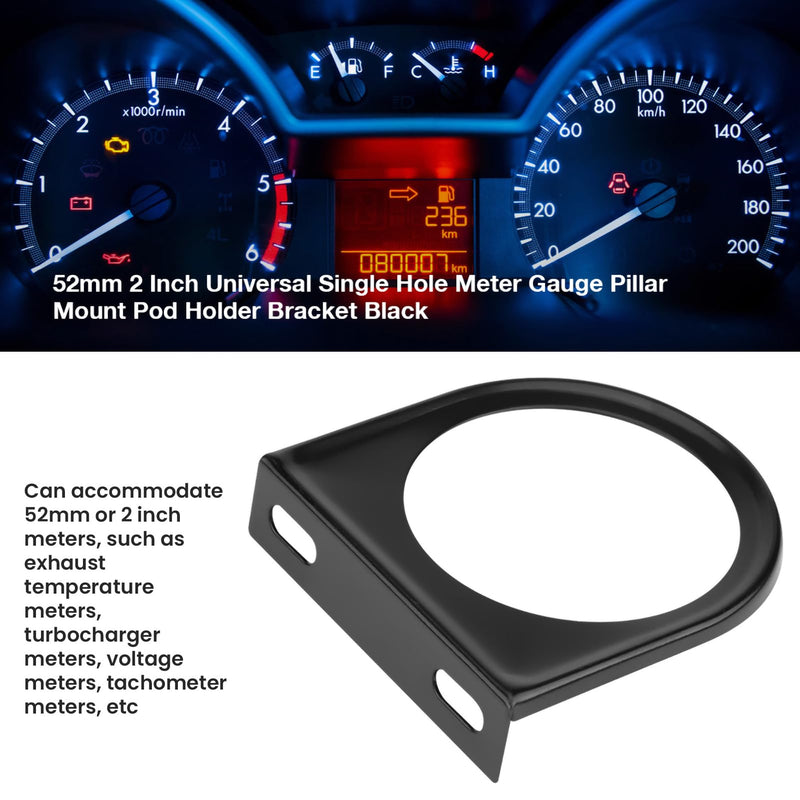 Single Gauge Mounting Panel, 52mm 2 Inch Gauge Bracket Holder Universal Single Hole Meter Gauge Pillar