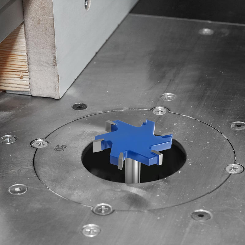 2PCS Slab Flattening Router Bit 1/2 Shank, 2-1/2" Cut Dia, 6 Flute Surfacing Router Bit Efficient Slab Flattening Multifunctional Planing for Solid Wood Density Board Laminate 1/2" Shank Blue
