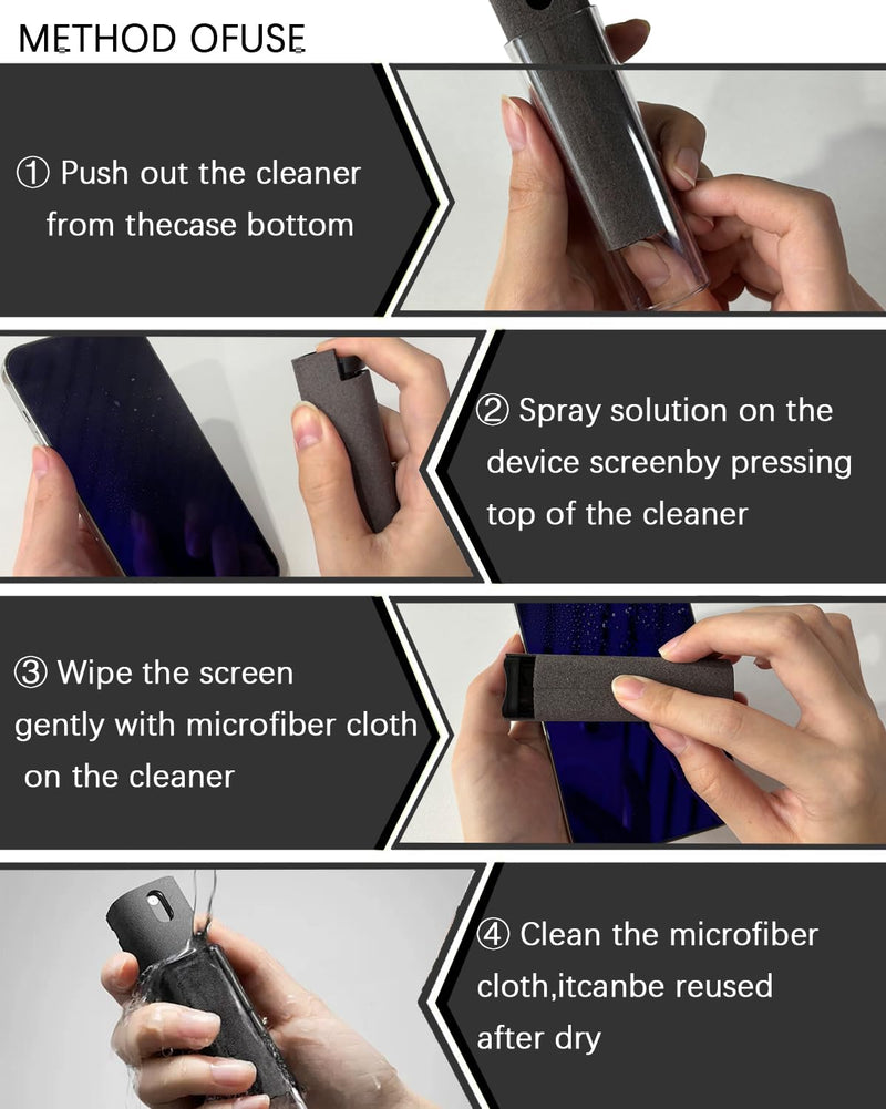 Screen Cleaner Spray and Wipe Touch Screen Cleaner Cleaner iPad Cleaner for iPhone Computer Laptop Tablet MacBook Tesla Display Cell Phone Eyeglasses（Grey） Grey