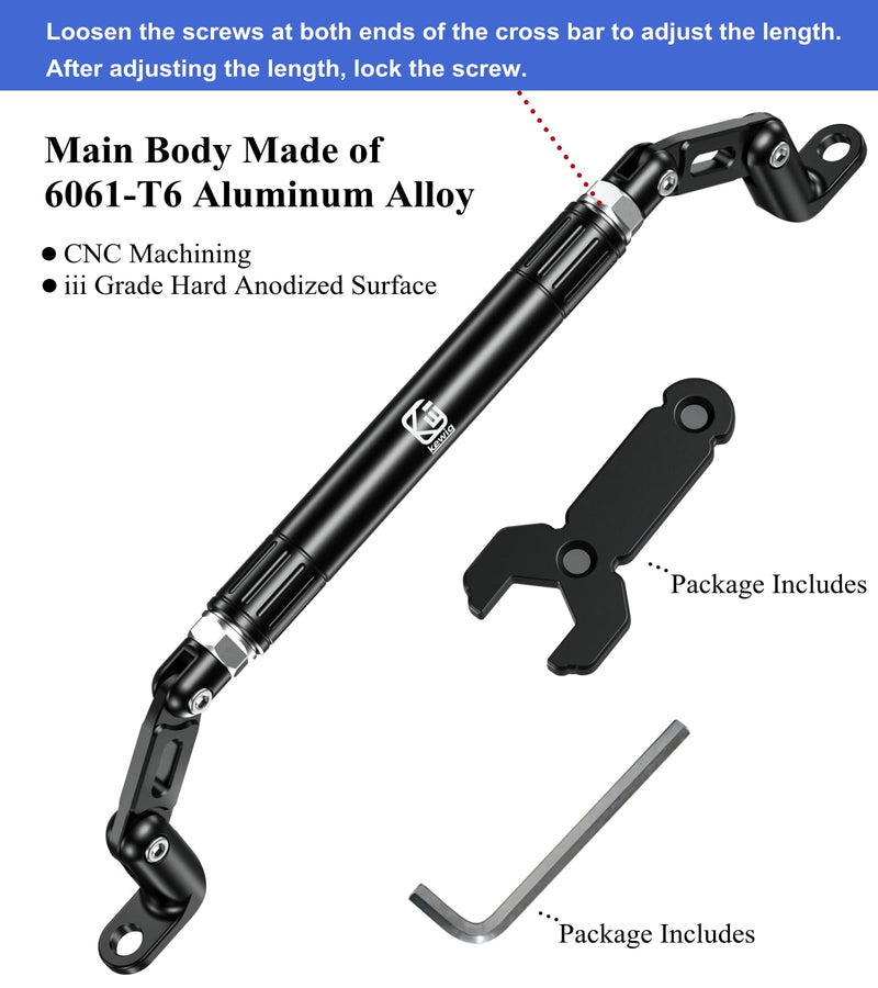 BRCOVAN Motorcycle Cross Bar Fit M10 & M8 Rear-View Mirror Screw, Aluminum Alloy Handlebar Extender Extension, Length Adjustable Motorcycle Balance Bar Reinforce Lever