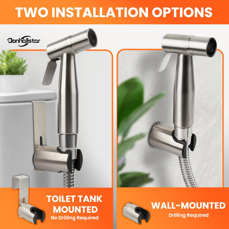 Handheld Muslim Bidet Sprayer for Toilet,Adjustable Premium Stainless Steel Muslim Shower Toilet Sprayer Set for Toilet Bathroom Wall or Toilet Mount for Feminine Wash