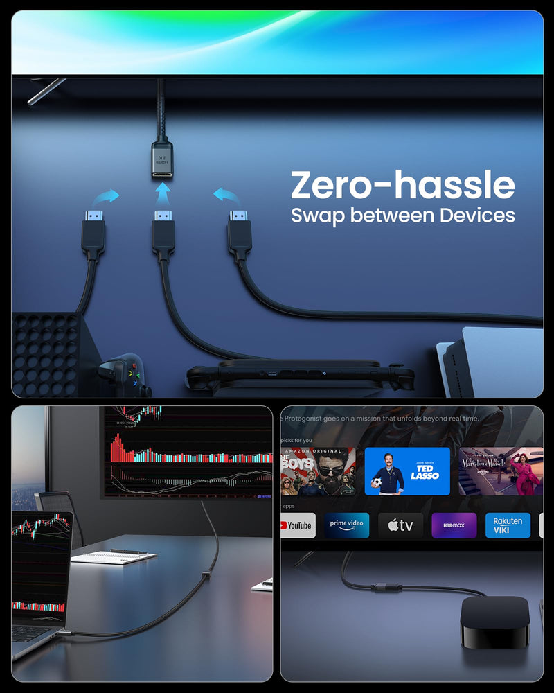 Silkland 8K HDMI Extension Cable 10FT/3M HDMI Extender 2.1, 8K@60hz 4K@120hz HDMI Male to Female Adapter, Ultra High Speed 48Gbps Hdmi Cord Compatible with Fire Stick Roku TV Blu-Ray Laptop PS5 PS4 PC