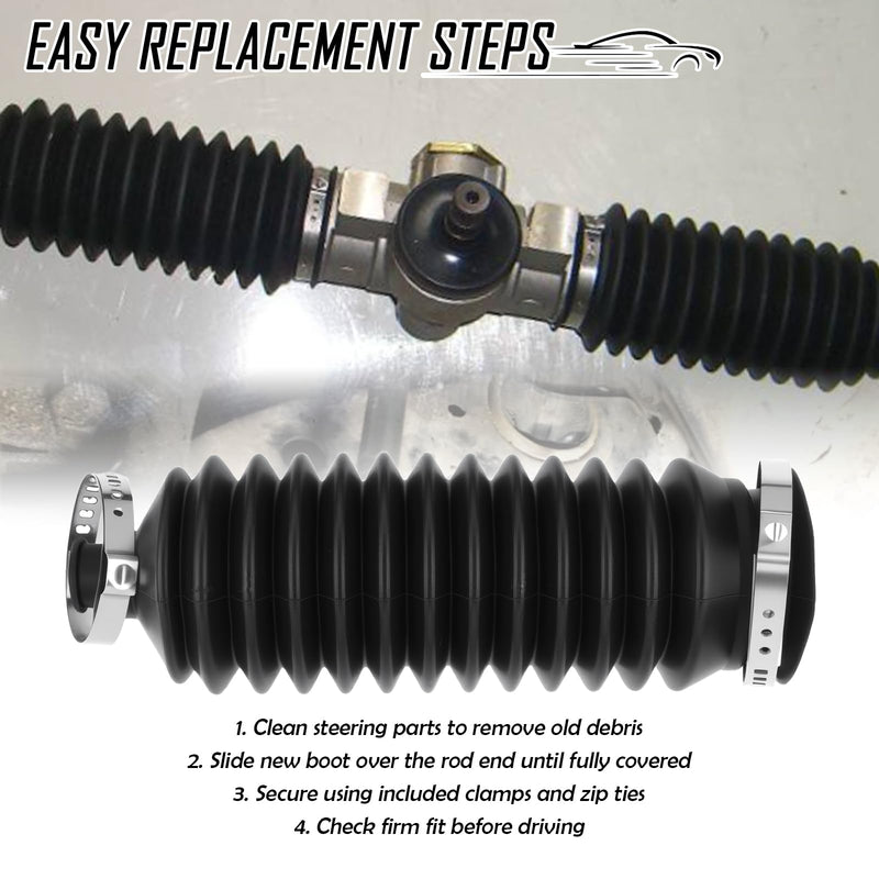 2PCS Inner Tie Rod Boot Kit with Zip Ties & Clamps,Thickened Silicone Rack and Pinion Boot for Steering Components,Durable Anti-Dust Steering Rack Boots Car Accessories