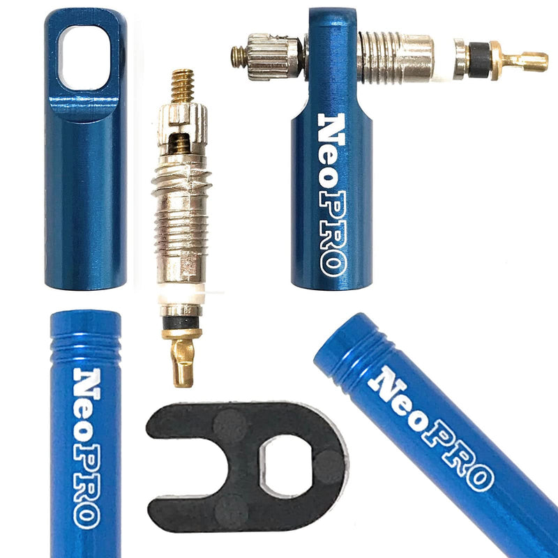 NeoPRO Presta Valve Extension Extender with CNC Cap and Core Kit (Pack of 2) Available Lengths 20,30,40,60 mm - 5 Colors (Black, 20mm) Black