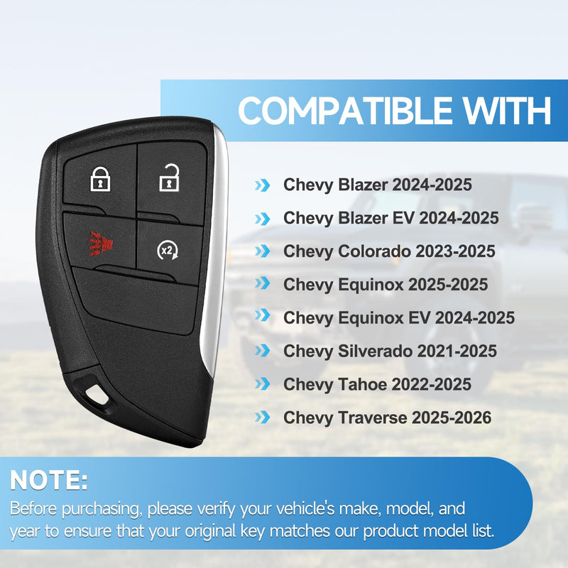 Smart Key Fob Replacement Remote fits for Chevy Blazer EV 2024-2025 Colorado 2023-2026 Equinox EV 2024-2026 Silverado 2021-2026 Tahoe 2022-2025 Traverse 2025-2026 Car Keyless Entry YG0G21TB2 433Mhz