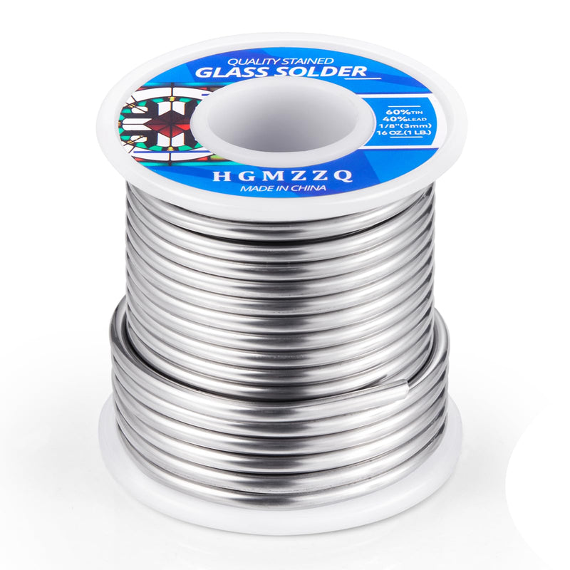 60/40 solder for stained glass,Industrial grade Solder for Glass Artisans,Dia 3mm (0.125") 1LB(1) 1