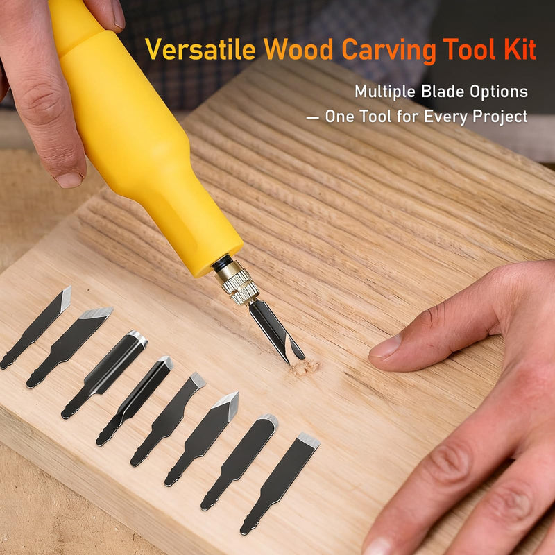 4.2V Wood Carving Kit, Cordless Electric Chisel, 40W Engraving Tool with 20 Blades for DIY Woodworking