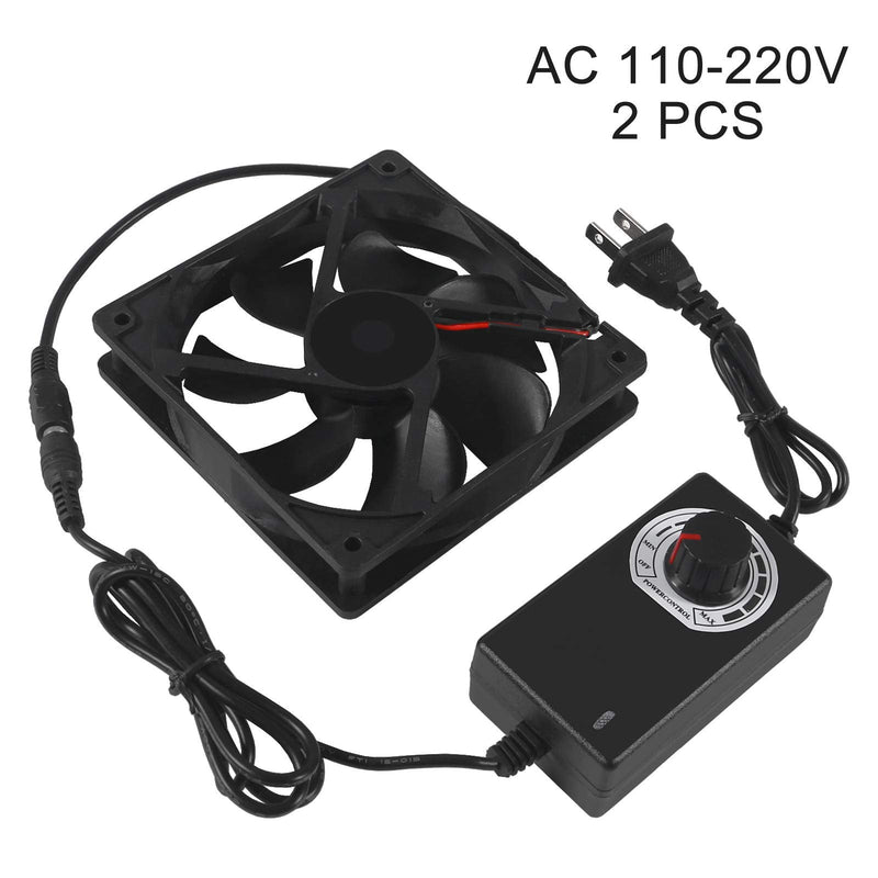 2PCS Blower Cooling Fan 120x25mm 110V 220V AC Powered Cooling Fan Dual-Ball Bearings 3 to 12V Speed Controller Fan for Receiver DVR Compatible with PlayStation Xbox Component