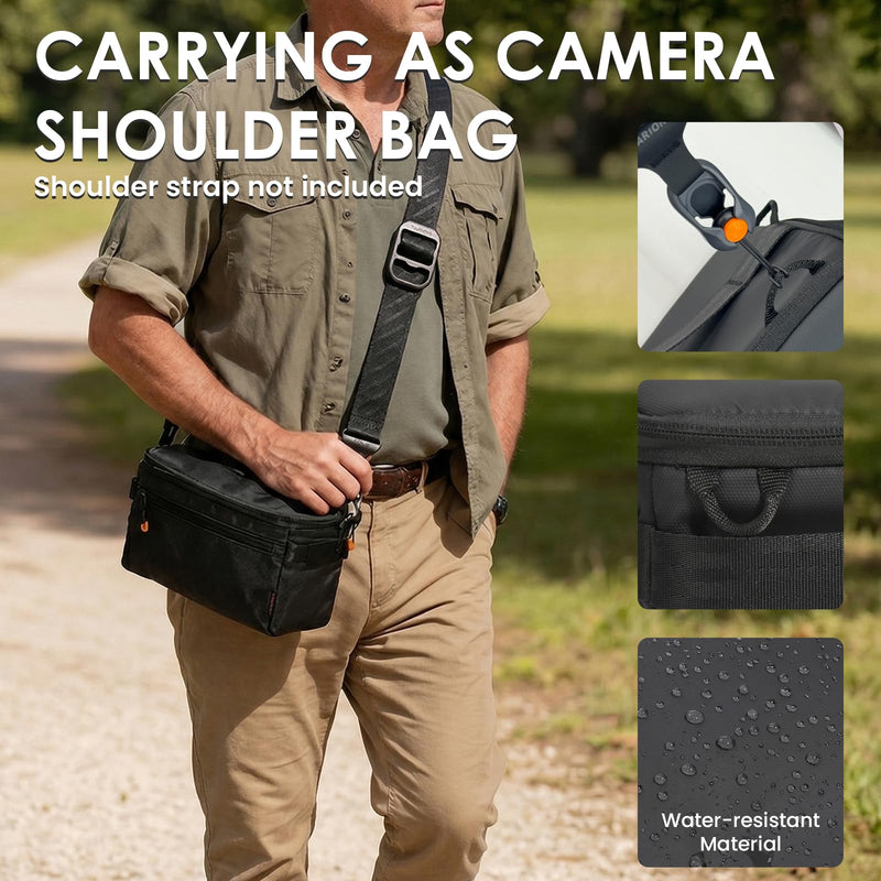 TARION Padded Camera Insert Bag Protective Framed DSLR Inner Case Organizer | Fits 1 Camera and 2 Lenses - Removable Lid Compatible for DSLR SLR Mirrorless Cameras ShellCore XS Xs (1 Camera 2 Lenses)