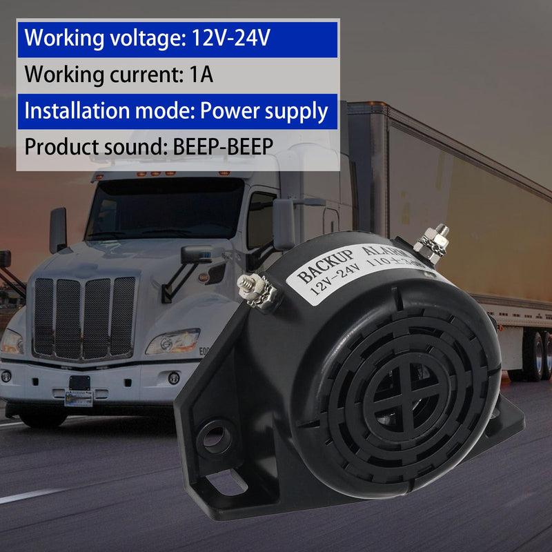 Back-up Alarm 12V-48V 110DB Backup Horn Reverse Beeper Warning Alarm Reversing Horn with Loud Beeper Tone for Trucks Lorry Van Forklift Heavy Construction Vehicles(Round)