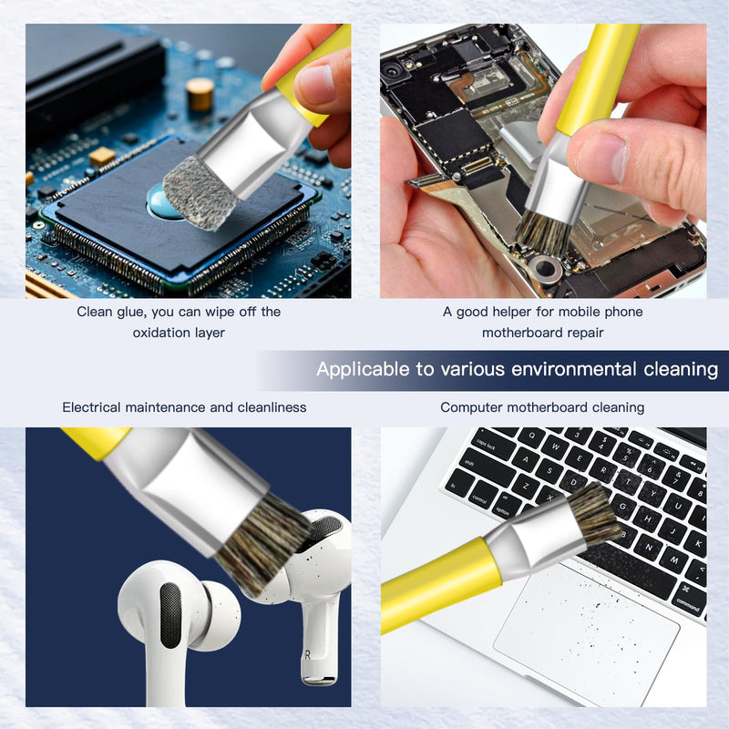 ESD Safe Anti-Static IC Cleaning Brush Tool -2Pcs Double Head Motherboard Hard Brush for IC Glue Removal,PCB Cleaning, Circuit Board Maintenance,Mobile Phone Repair - Yellow 6.1 IN
