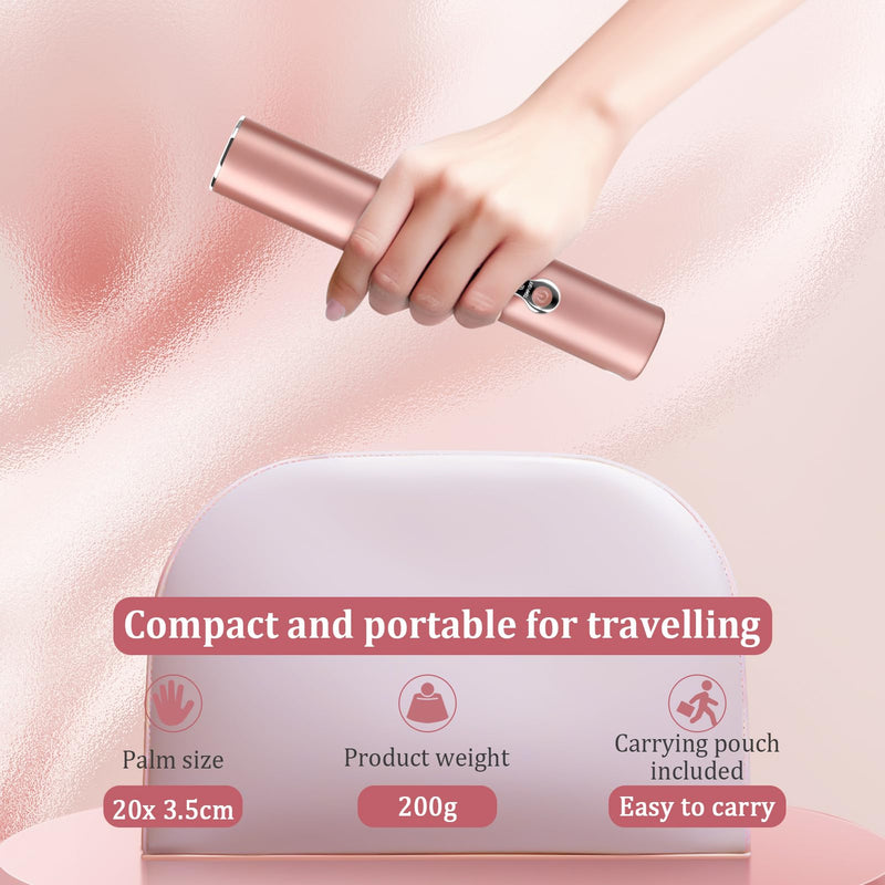 Cordless Titanium Hair Straightener and Curler w Cover, Portable USB Rechargeable Fast Heat Up Flat Iron Travel Size with 5V/5000mAh Battery, Anti-Scald 3-Level for Smooth, Swift and Glossy Hair(Pink Pink