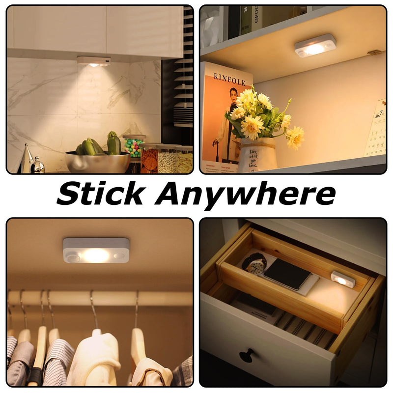 LED Motion Sensor Puck Lights, Rechargeable Cabinet Lights, Stick on Wireless LED Night Light for Closet, Drawer, Shelf, Under Cabinet, Warm White 8Pack, USB Charging Cord Included 8 Pack