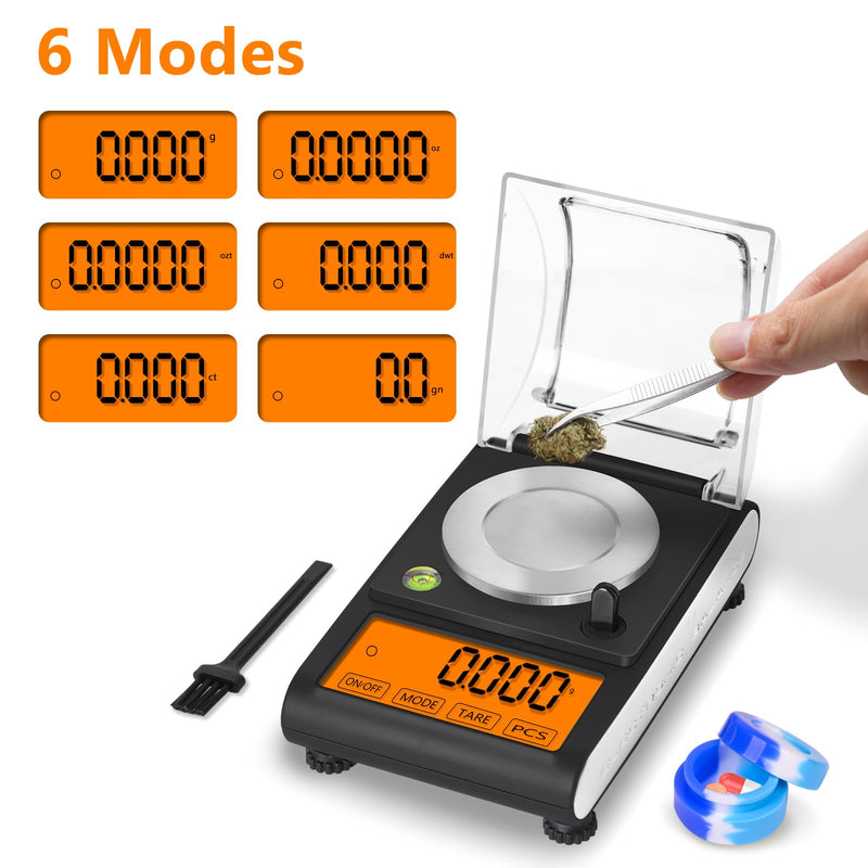 Fuzion Milligram Scale 50g/0.001g, Digital mg Scale with Calibration Weights, Jewelry Scale with Tweezers, Spoon, Bowl, Brush, Micro Scale for Powder, Gold, Herb, Large Display TGD-50