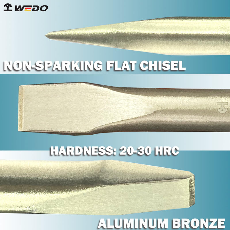 WEDO Non-Sparking Cold Chisel,Aluminum Bronze Flat Chisel,Blade 14mm,Wood Chisel,Length 160mm,DIN Standard, BAM & FM Certificate Aluminum Bronze 14mm x 160mm