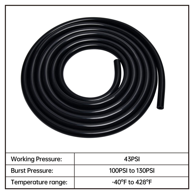 EVIL ENERGY 1/4 Silicone Vacuum Tubing Hose Line 10FT 130PSI Max Pressure Black (6mm ID) 1/4 10FT