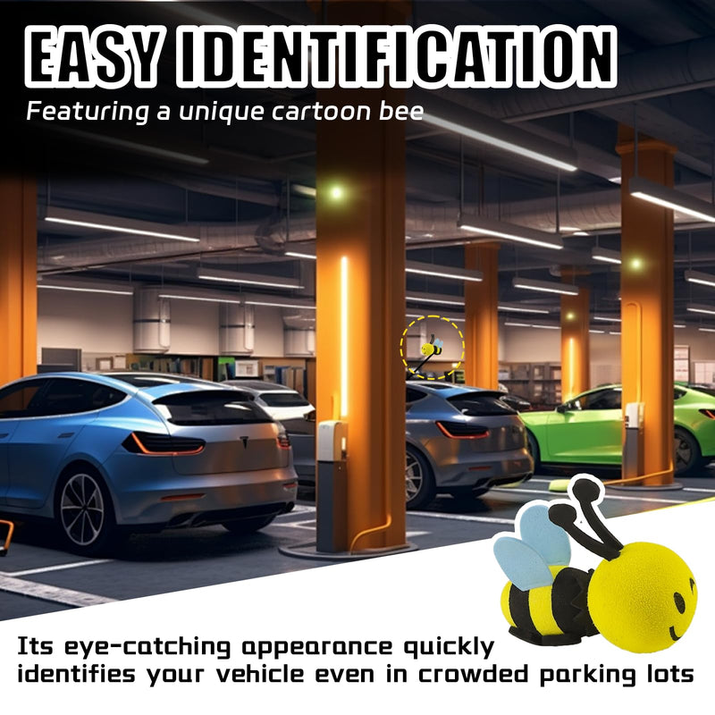 Happy Bee Car Antenna Topper, Cute Bee EVA Automotive Antenna Ball Decorative Antenna Hat, Easy to Find Car in The Parking Lot, Universal Exterior Decor Car Accessories (Wink) Wink