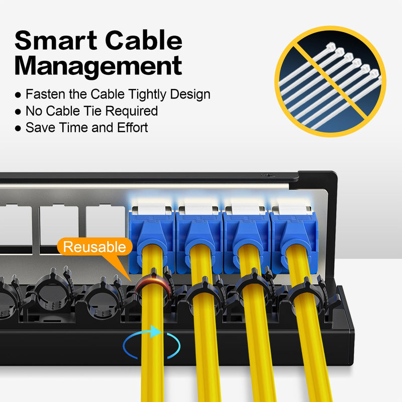 Patch Panel 12 Port 1U UTP/STP Blank Keystone Patch Panel Compatible with LC/SC/ST/FC/USB/HDMI Keystone Jack for Desk Mount Home Ethernet Termination Box (1U 12 Port) 1U 12Port