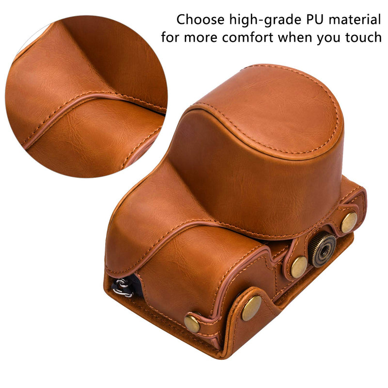XEVN for sony a6400 case,for sony a6300 case,Premium PU Full Body Leather Camera Case Bag for sony alpha a6300 a6000 a6100 a6400 Fit 16-50mm Lens with Camera Shoulder Strap(Brown) a6000 Series-Brown