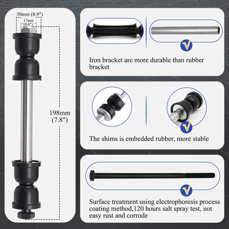 K700432 Front Stabilizer Sway Bar End Links for 2007-2016 Chevy Silverado 1500 Avalanche Tahoe Suburban/GMC Sierra Yukon/Cadillac Escalade K700538 K700432