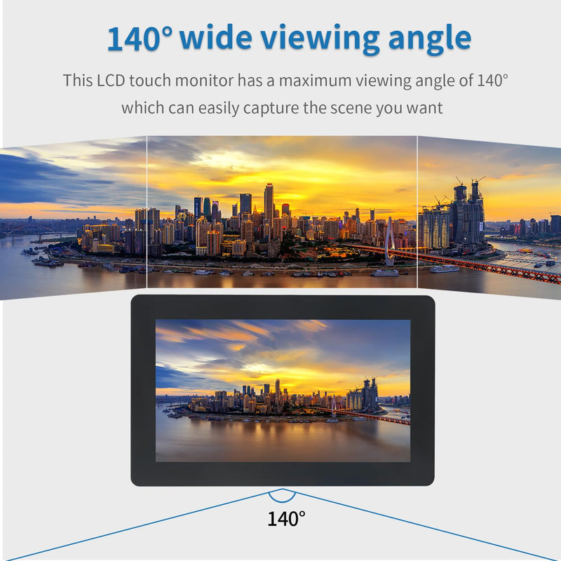 7 inch Touch Security Monitor & Displays, HD/BNC/AV/VGA/USB Input, 1024 * 600 Resolution, Built-in Dual Speakers Portable LCD Touch Monitor, Suitable for Game PC DVD DSLR CCTV 7 inch Touch Monitor S707H