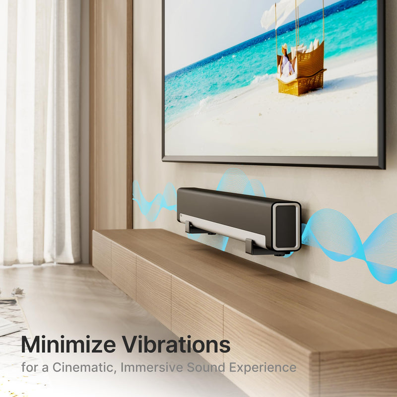 Soundbar Wall Mount,33lbs Capacity,Adjustable Depth Height from 3.5" to 6.1",Soundbar Mounts Under TV for Wall, Black