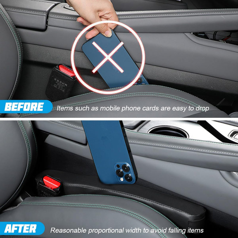 Mandark Car Seat Gap Filler, 2PCS Leather Vehicle Gap Stopper to Fill Between Seat and Console, Automotive Crevice Plug Blocker Accessories from Dropping, Universal for SUV, Sedan, Truck (Black) Black