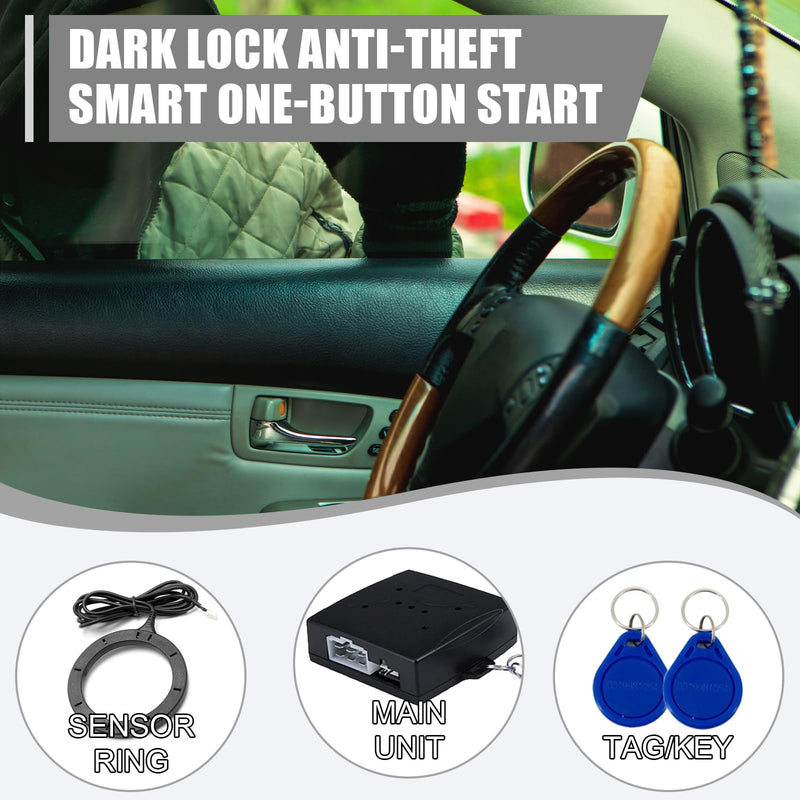 Car Smart Push Engine Start Button Kit & Keyless Entry Starter System, Universal Anti-Thief Car Ignition Switch, Upgrade Key Start to Push Ignition Kit for Most 12V Cars