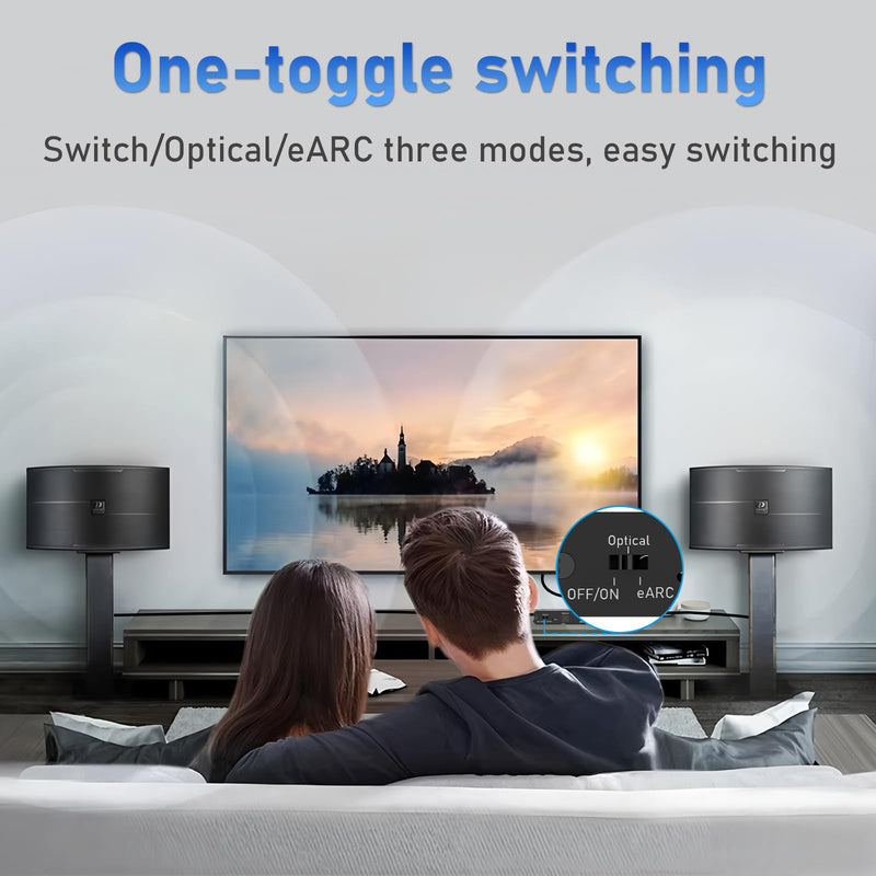 Tendak 192KHz eARC/ARC Audio Extractor, Digital to Analog Audio Converter, HDMI eARC/ARC + Optical to HDMI + Optical + L/R + 3.5MM Stereo for HDTV Soundbar Speaker Amplifier Headphones