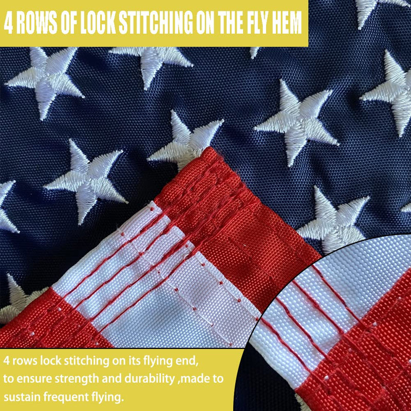 Embroidered Stars American Boat Flag 12.5 x 18 Inch - Heavy Duty Nylon Sewn Stripes US Pontoon Boat Marine Flags Banner with 2 Brass Grommets UV Fade Resistant US Boat Flag