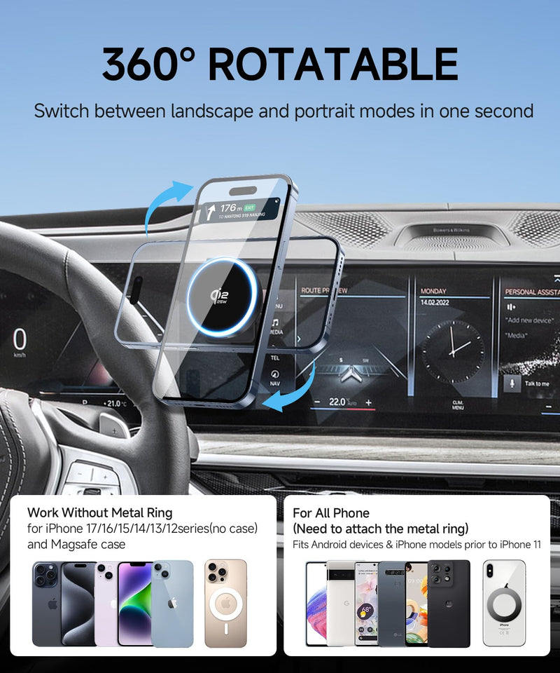 Qi2.2 25W Wireless Charger Car Phone Mount for BMW 2/3/4 Series 14.9"Screen | 3 Series 2023-2026, 4 Series 24-26, 2 Series 25-26, i4 22-26, Magsafe Accessories Fast Charging Magnetic Cell Phone Holder