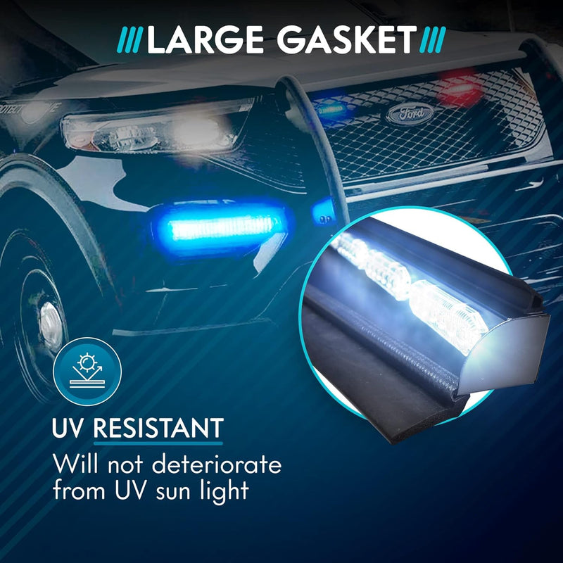 UBL 18 Inch Large Black Rubber Gasket for Light Bar - Eliminate Emergency Warning Visor Dash Stick Surface Mount Light - Windshield Flashback Guard (2) 2