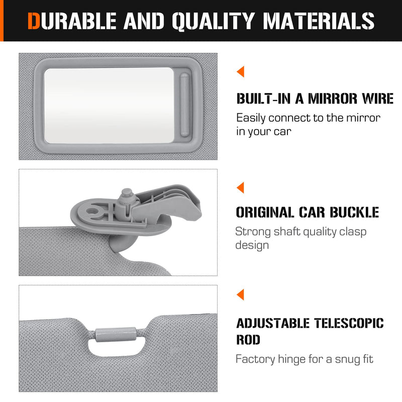 Sun Visor for 2011-2015 Hyundai Elantra, Left Driver Side Gray Sunvisor (NOT fit GT Model) Replacement 852103X000TX (Grey) Left Grey