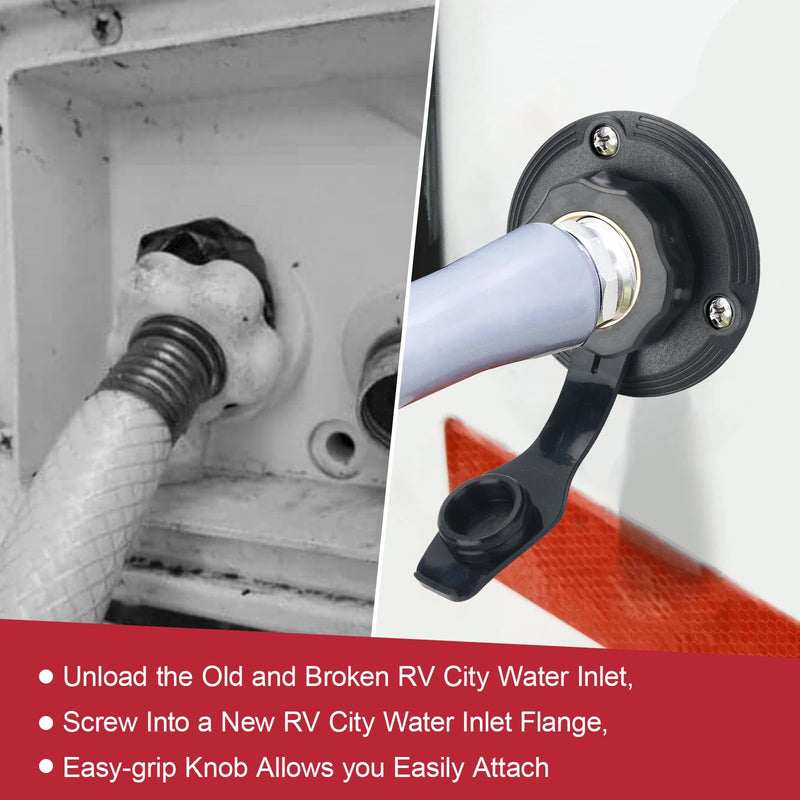 Rv Water Connection Inlet, Water Fill Inlet Flange Brass with Check Valve for RV, Campers vehicles equipped with water Systems Black 1 Pcs