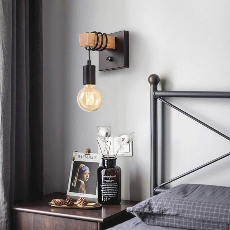 Lightess Black Wall Sconces Dimmable, Edison Wall Light with ON/Off Dimmer Switch, 1-Light Industrial Farmhouse Wall Lamp for Barn Kitchen, Living Room, LG9928784