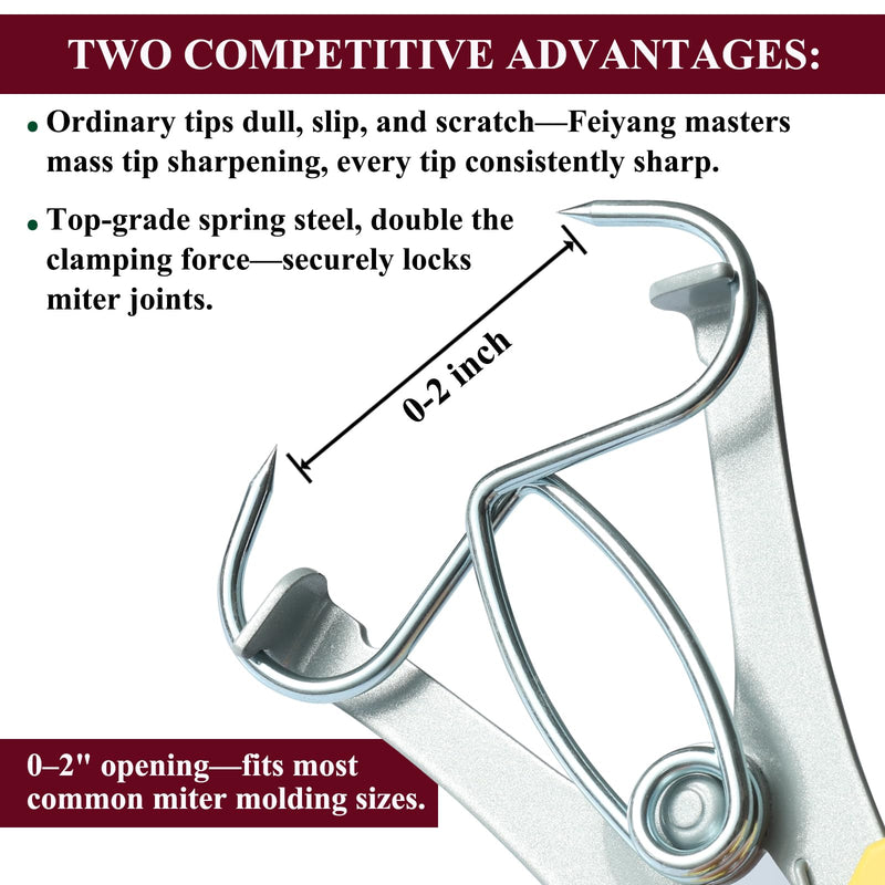 Miter Spring Clamps Classic Kit for Woodworking | Set includes 16 clamps,1 pliers,1 clamp holder for wood trim,crown molding,picture frames. Finish carpentry tools. 16 Clamps / 1 Pliers / Clamp holder